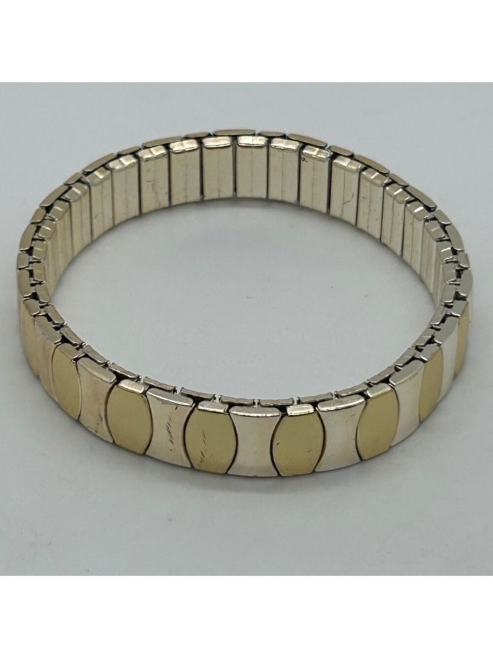 Vintage Gold Tone and Silver Tone Stretch Expansion Bracelet Mid Century Classic - Picture 10 of 14
